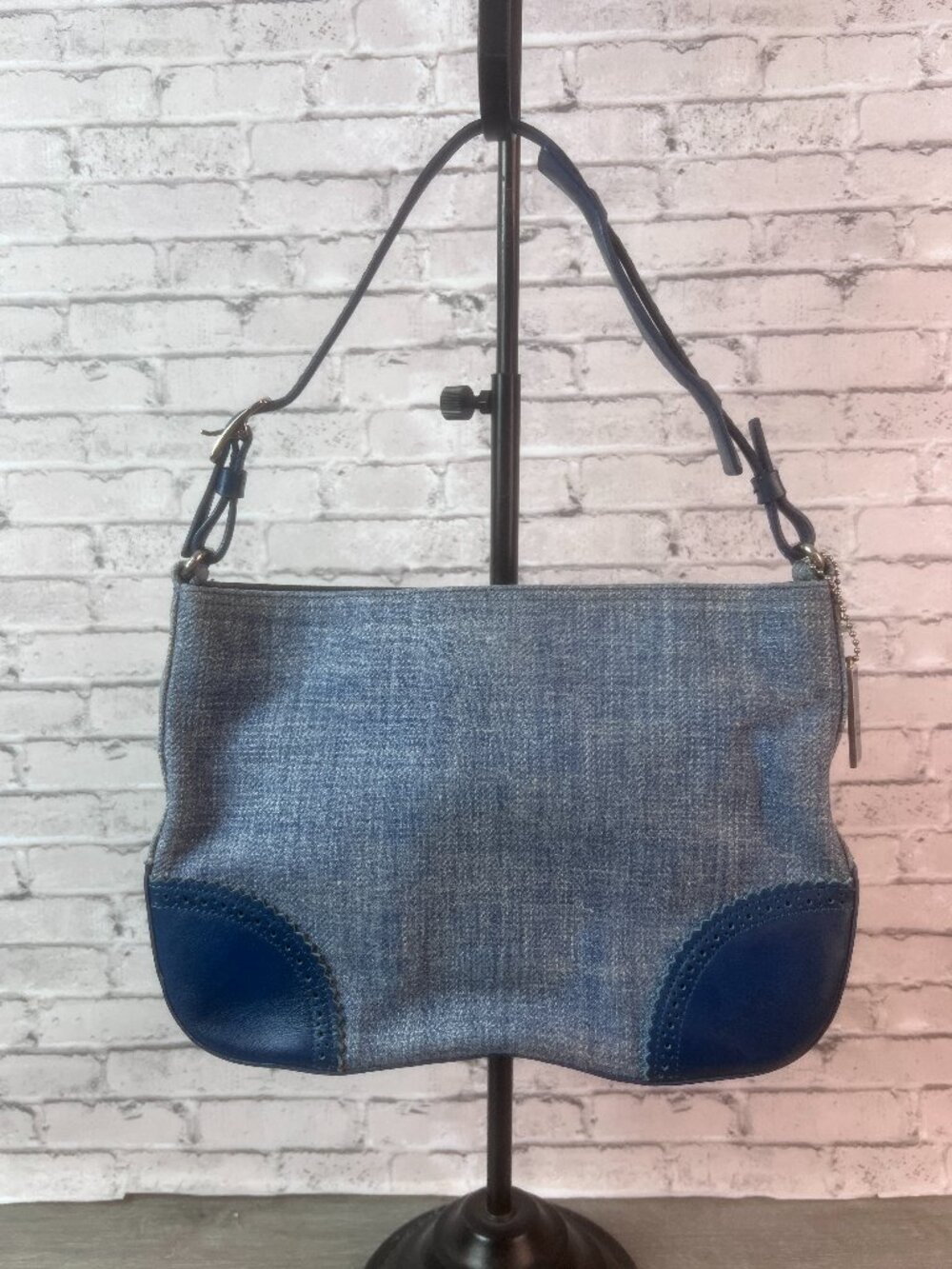 Y2K Vintage Coach Girlie Herringbone Hobo 8146 Navy Denim